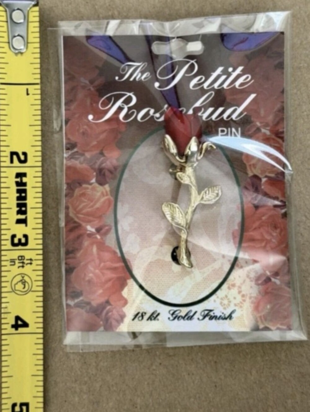 NWT The Petite Rosebud Pin. 18 Kt. Gold Finish - Picture 2 of 14